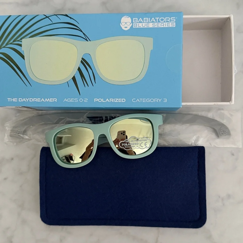 Babiators Seafoam Blue Kids Polarized Sunglasses with Mirrored Lenses Age 0-2 - Picture 3 of 5